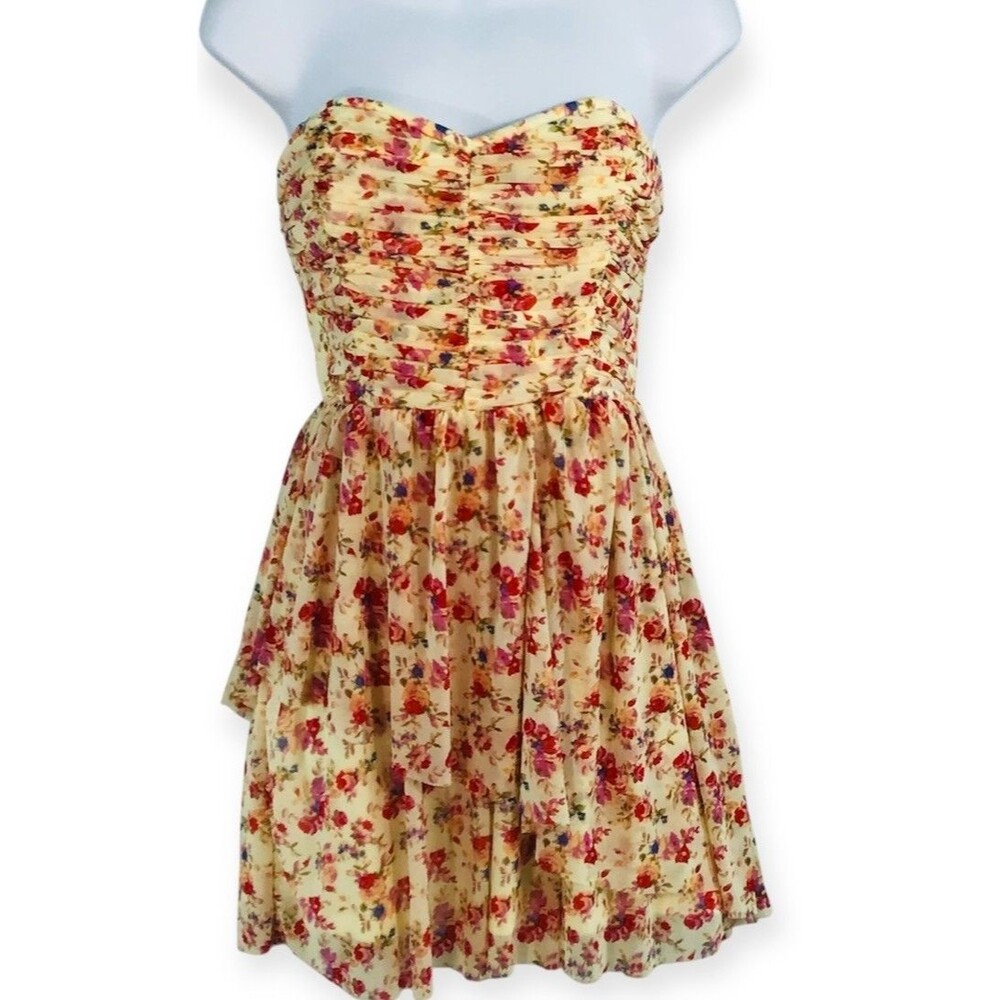 Wet Seal Strapless Sundress Juniors Small Floral Feminine Coquette